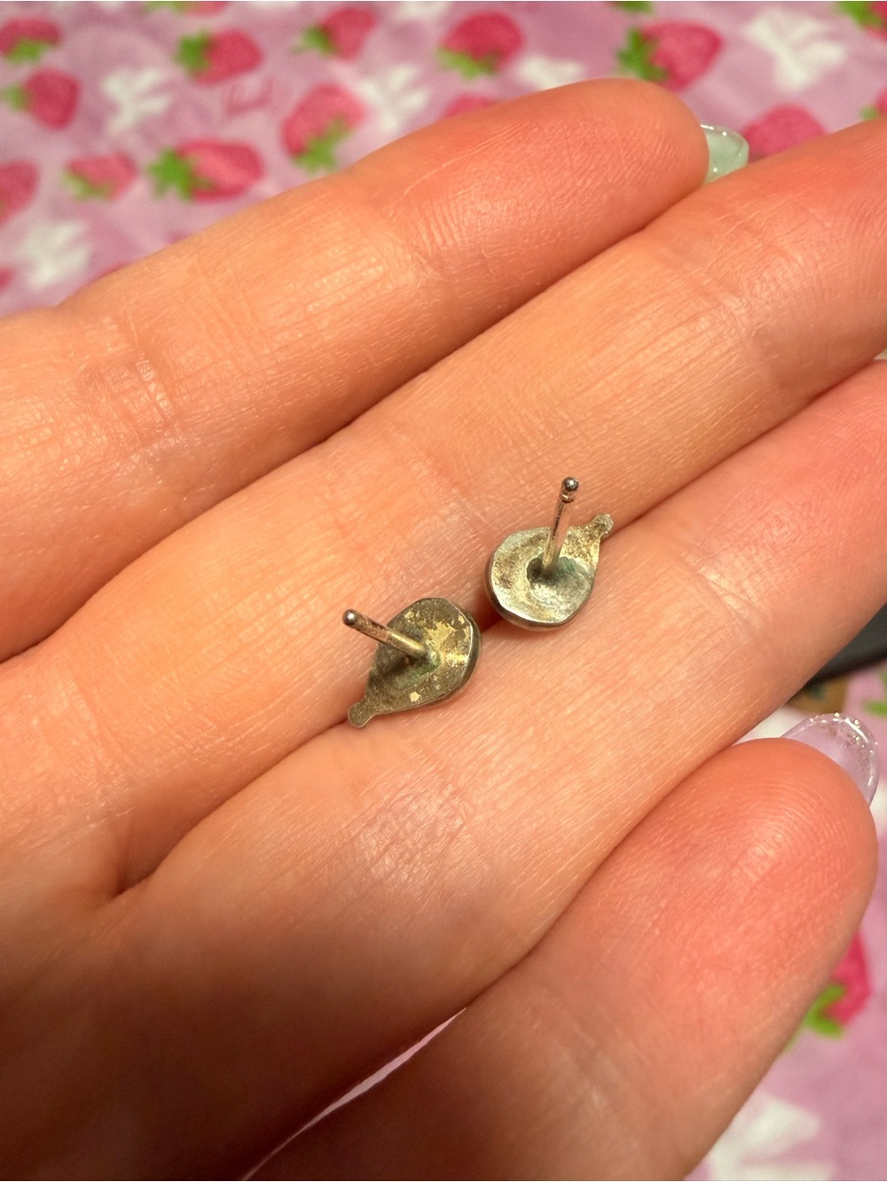 Vintage Southwestern Teardrop Shadow Box Turquoise Stud Earrings Sterling Silver - Picture 6 of 8